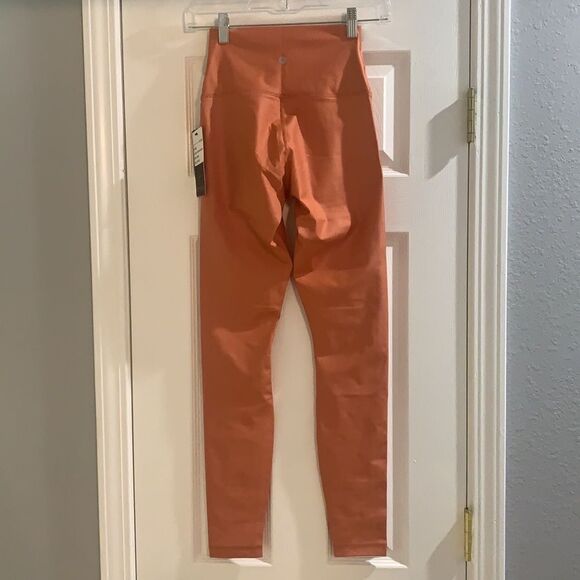 90 DEGREE BY REFLEX Pink Orange Shiny Rib High Rise Leggings Small Medium New - Picture 8 of 8